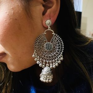 Ethnic Classic Big Bells Long Drop Earrings Jhumka